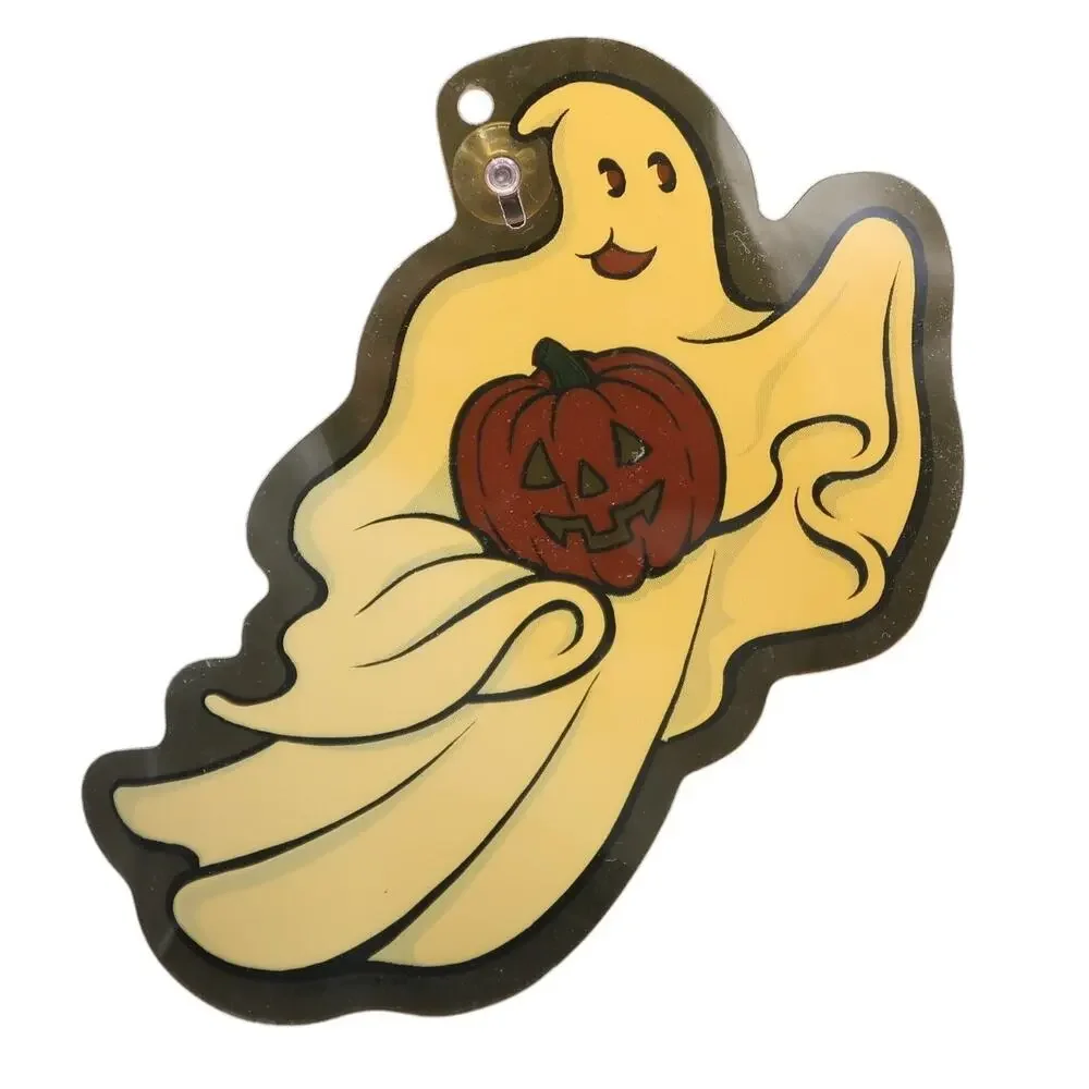 Prismatix Halloween Ghost & Jack o Lantern Window Decoration Vintage 1990